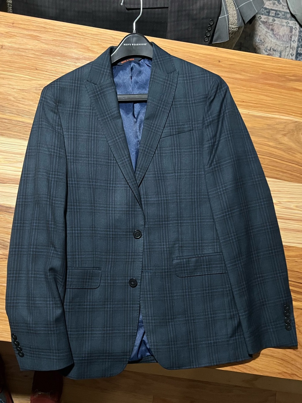Egara Dark Navy Plaid Sport Coat